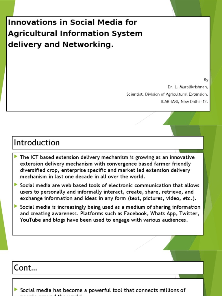 Social Media Innovations in Agriculture | PDF | Social Media | Popular ...