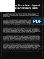 Coronavirus: Black Swan of Global Economy How It Impacts India?