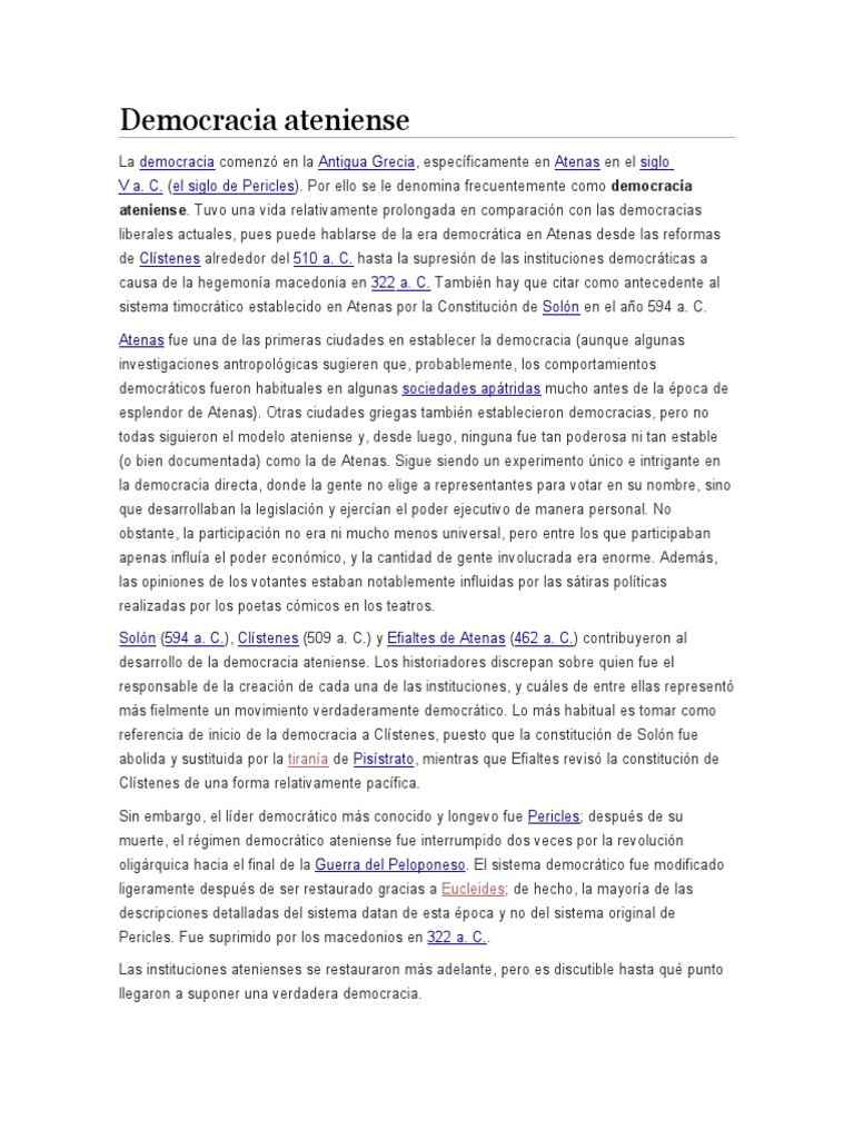 Democracia Ateniense | PDF | Antigua Grecia | Republica Romana