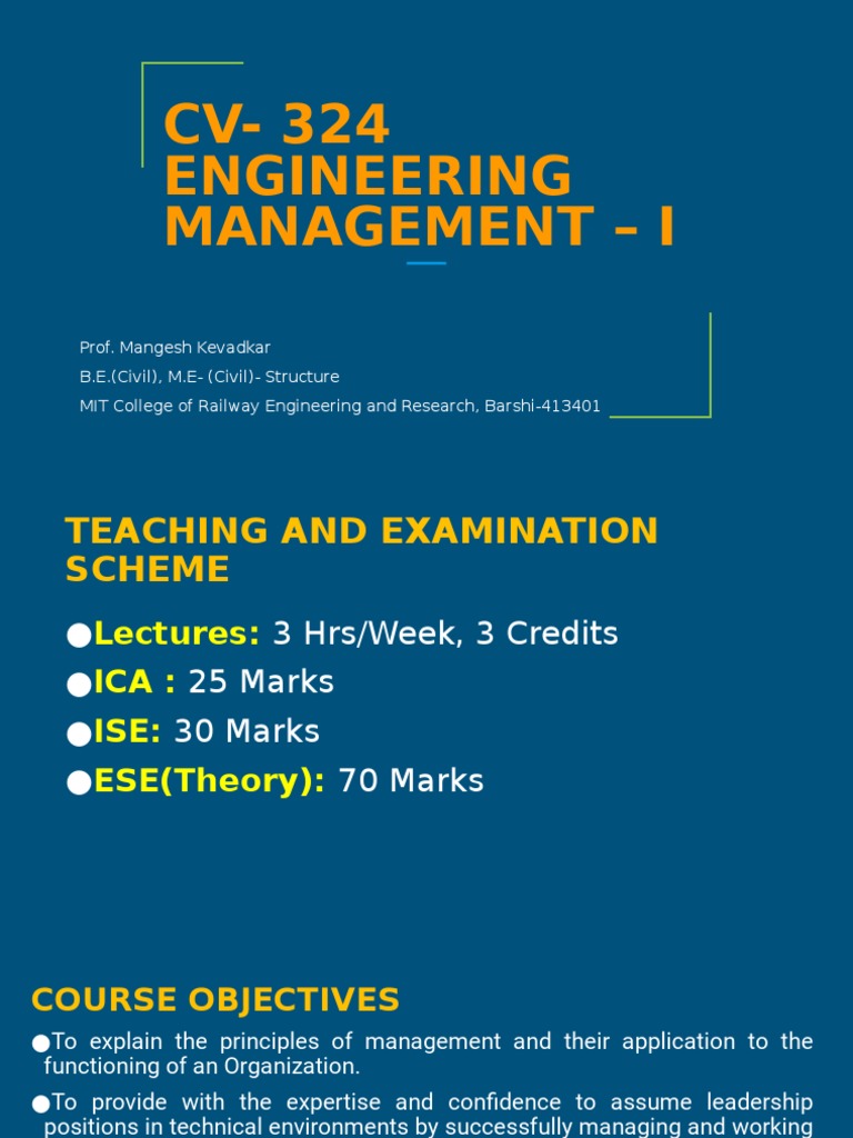 Engineering Management Course Overview | PDF | Linear Programming ...