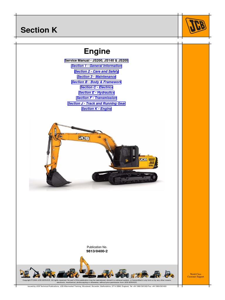 Section K: Service Manual - JS200, JS140 & JS205 | PDF | Engines | Truck