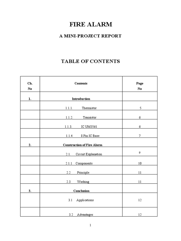 Fire Alarm A MiniProject Report PDF Integrated Circuit