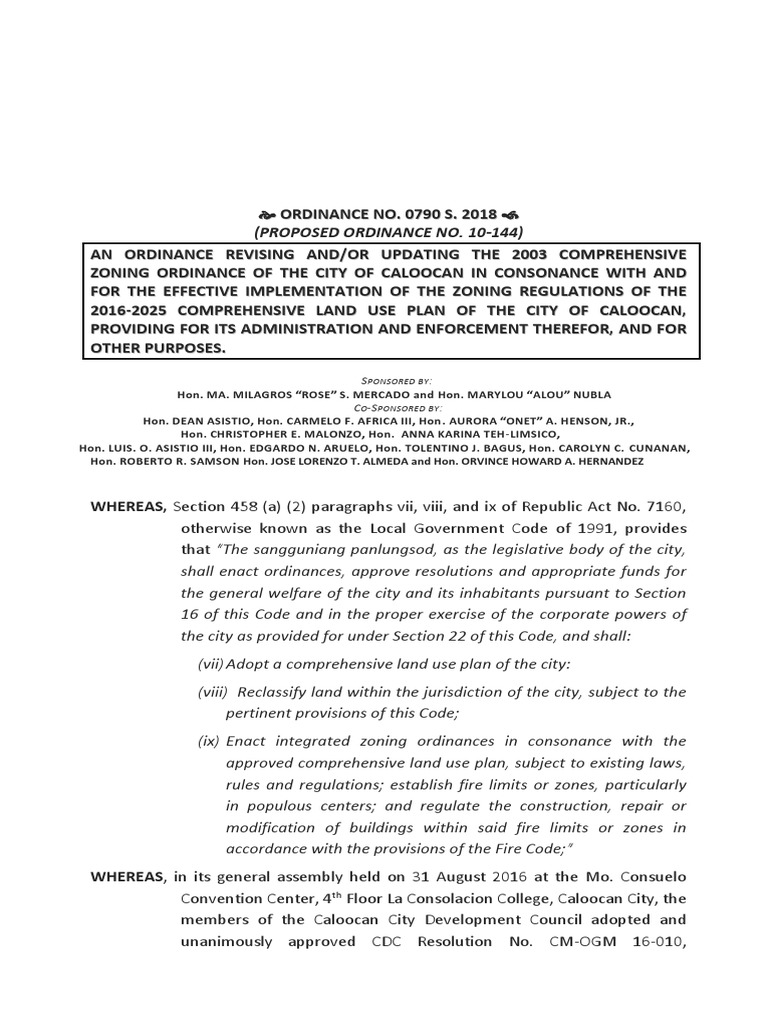 Zoning Ordinance No. 0790 PDF Zoning Building