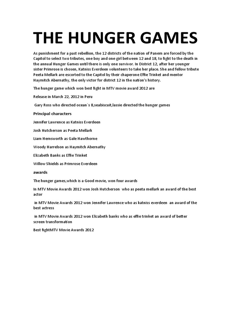 Key Characters in The Hunger Games | PDF