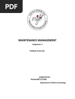 Maintenance Management: Assignment - 2