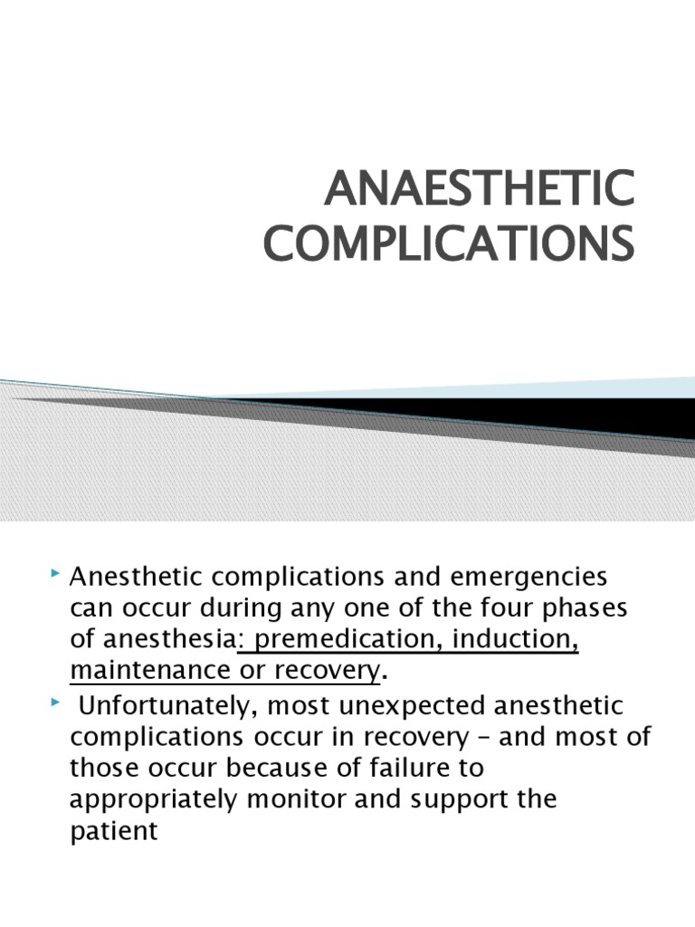 Anesthetic Complications and Management | PDF | Anesthesia ...