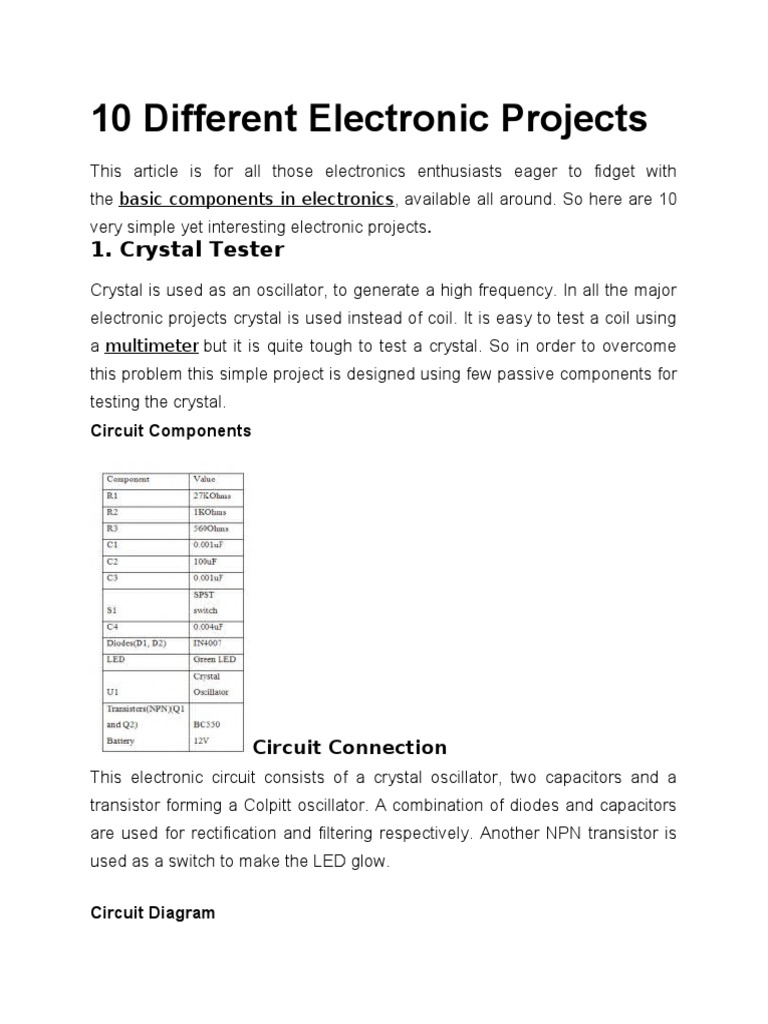 10 Simple Electronic Projects Guide | PDF | Operational Amplifier ...