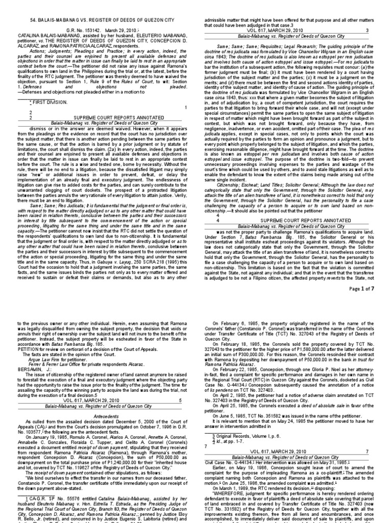 BalaisMabanag vs. Register of Deeds of Quezon City Download Free PDF