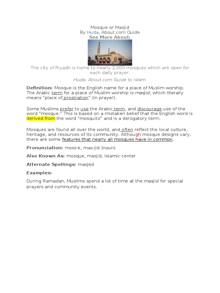 Mosque or Masjid | PDF | Home & Garden | Religion & Spirituality