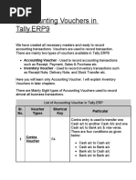 Accounting Vouchers in Tally - ERP9: Sr. No. Voucher Types Shortcut Key Particular