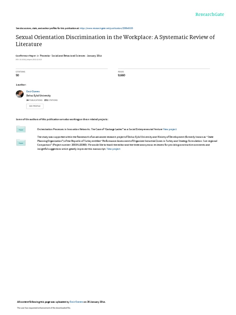 Sexual Orientation Discrimination in The Workplace: A Systematic Review ...