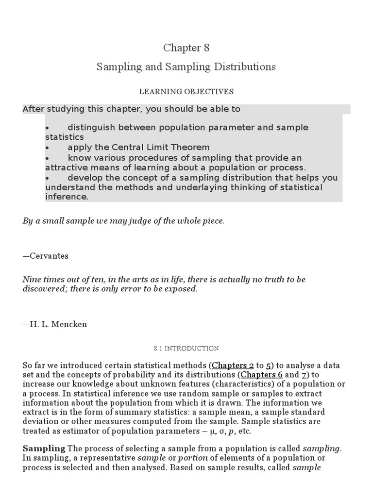 Sampling Distributions in Statistics | PDF | Standard Deviation | Mean