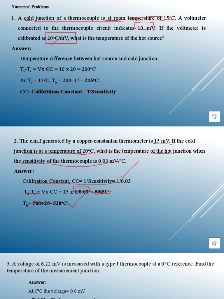 Thermocouple Temperature Calculations | PDF | Science & Mathematics