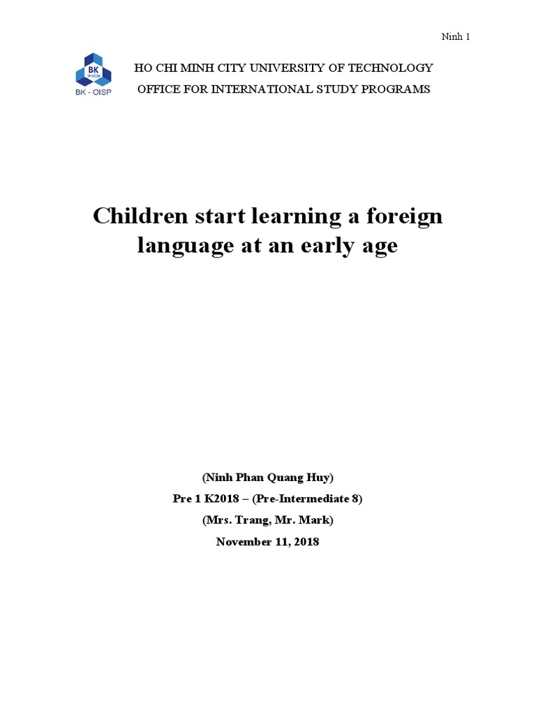 Early Foreign Language Learning Benefits | PDF