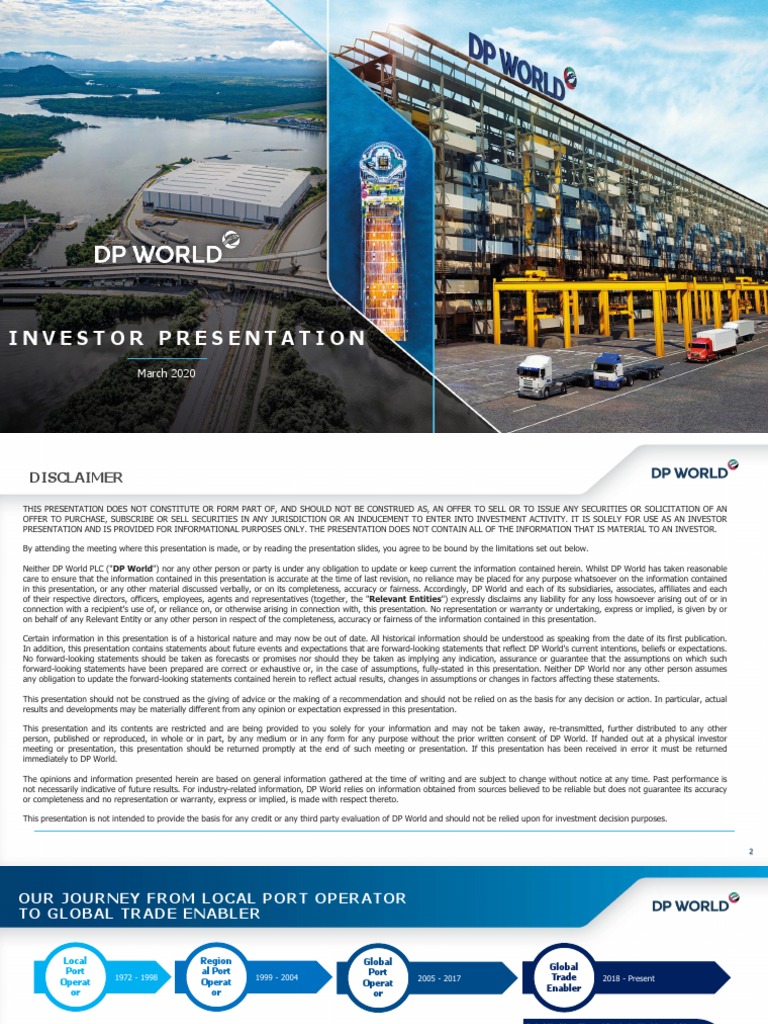 DP World Investor Presentation 2020 | PDF | Containerization | Port