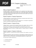 5EC3-01: Computer Architecture: Unit-I What Are Digital Computers?