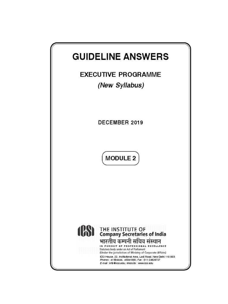 ICSI Executive Programme Module 2 Answers | PDF | Dividend | Stocks