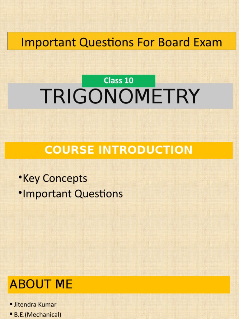 Important Trigonometry Questions for Boards | PDF