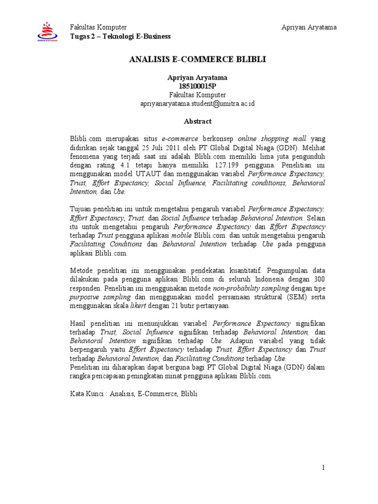 Analisis E Commerce Blibli