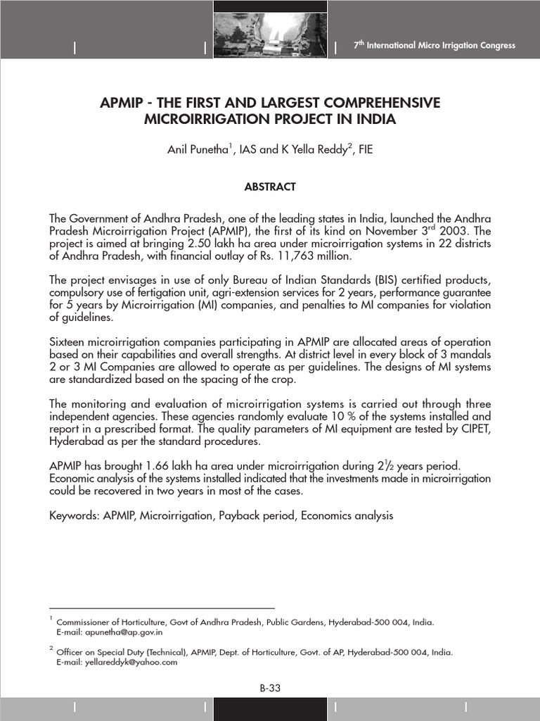 Apmip - The First and Largest Comprehensive Microirrigation Project in ...