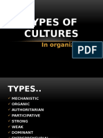 Types of Cultures: in Organization.