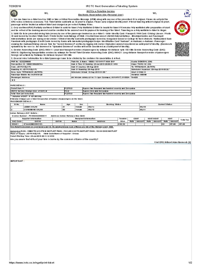 IRCTC Next Generation e-Ticketing Guide | PDF | Identity Document ...