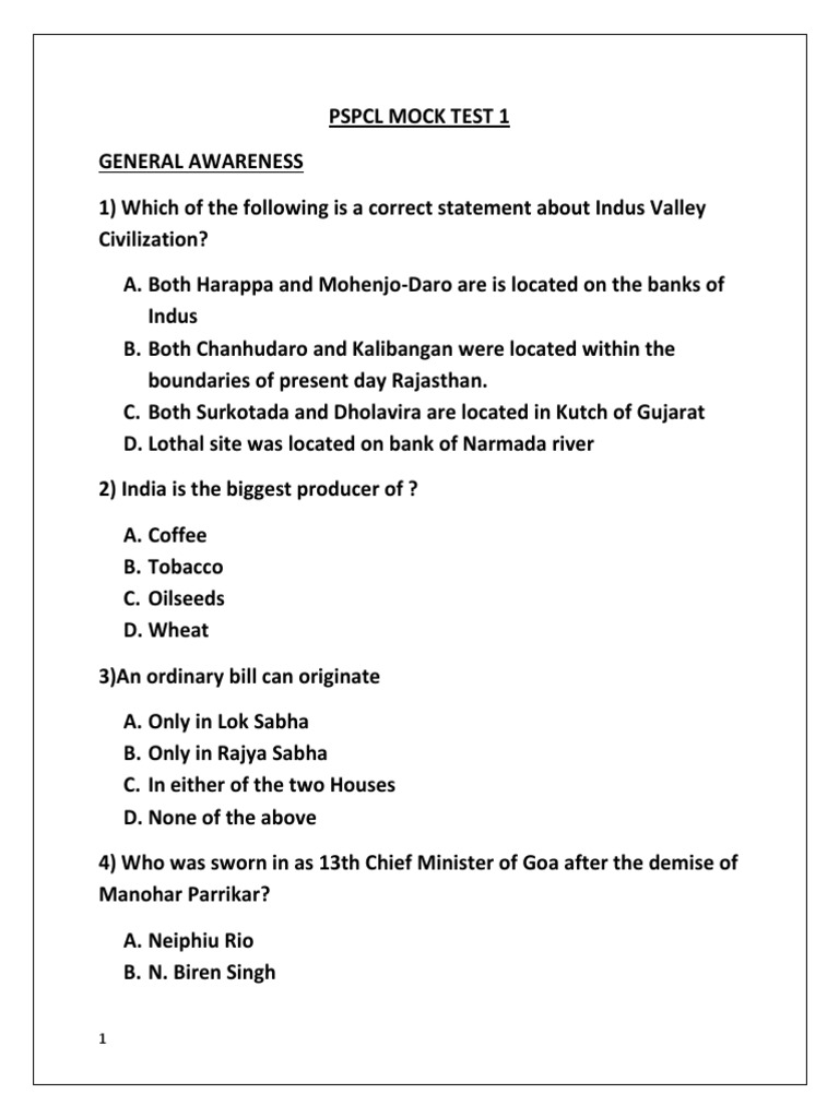 PSPCL Mock Test 1 PDF | PDF | Asynchronous Transfer Mode | Digital ...