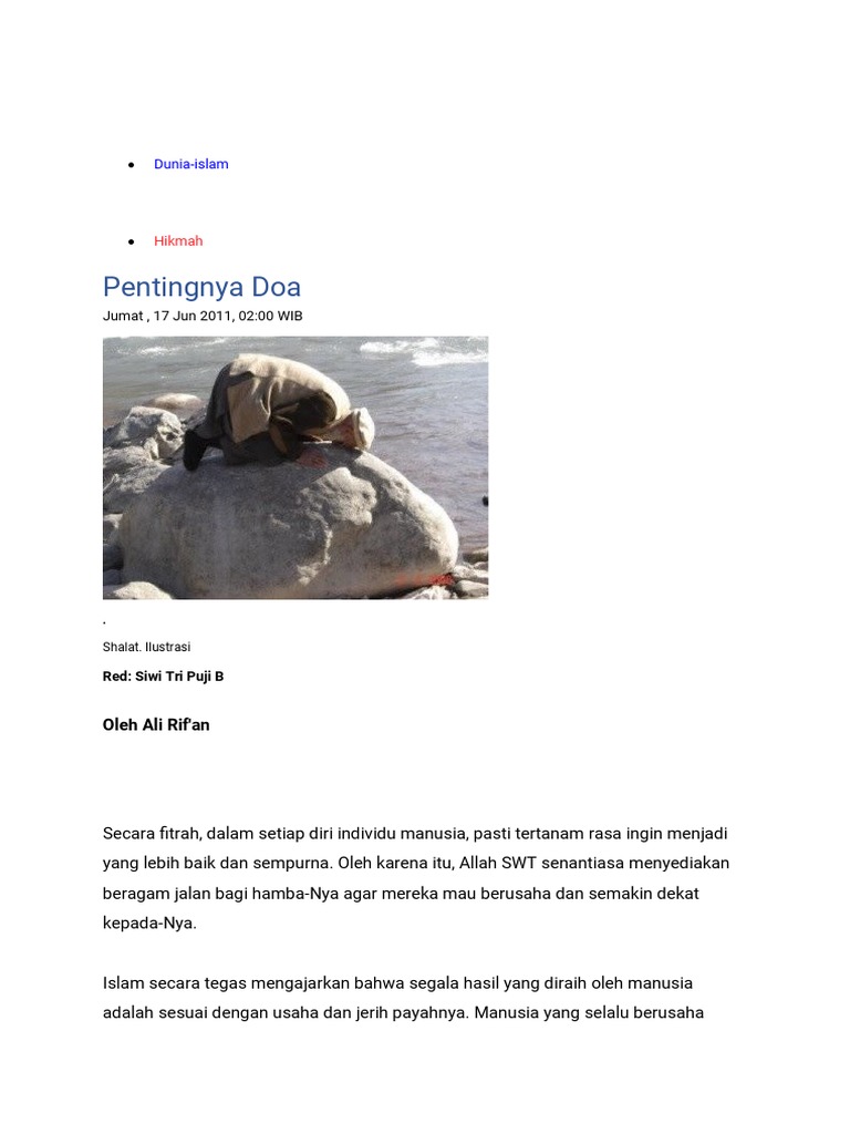 Pentingnya Doa Dunia Islam Pdf