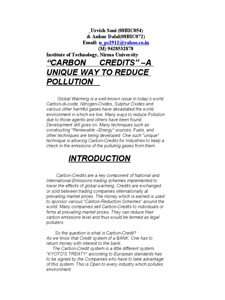Understanding Carbon Credits for Pollution Control | PDF | Kyoto ...