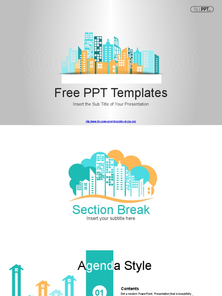 City Buildings Skyline PowerPoint Templates PDF Infographics
