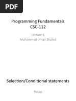 Programming Fundamentals CSC-112: Muhammad Umair Shahid