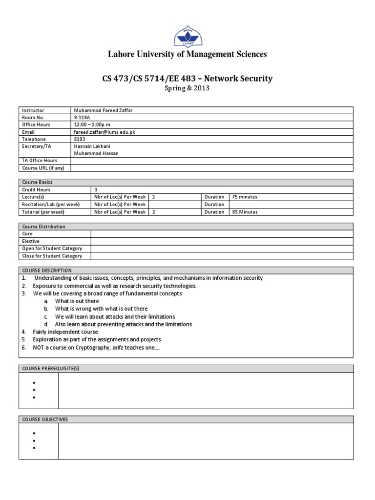 Network Security Course Overview | PDF | Cryptography | Public Key ...