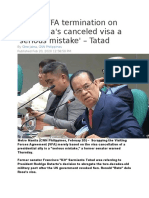 Basing VFA Termination On Dela Rosa's Canceled Visa A 'Serious Mistake' - Tatad