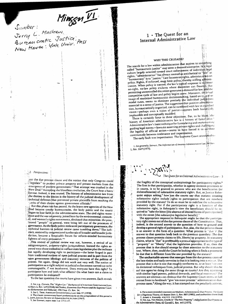 M6 Mashaw, Jerry L. (1983) - Bureaucratic Justice 1-20 | PDF 