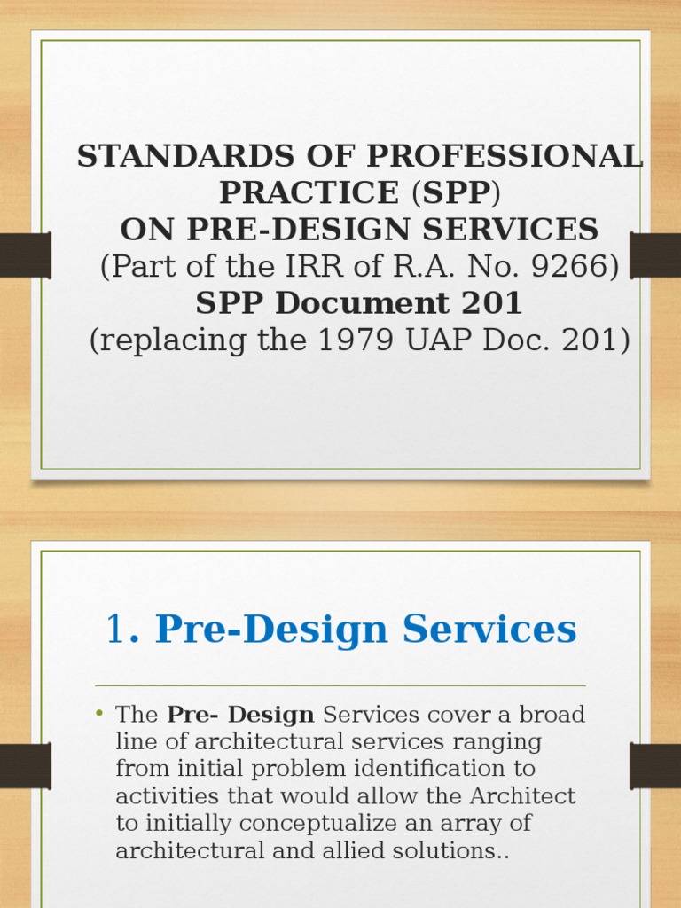 Pre-Design Services Standards for Architects | PDF | Architect ...