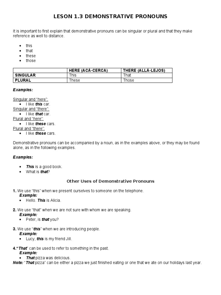 Understanding Demonstrative Pronouns | PDF | Grammatical Number | Plural