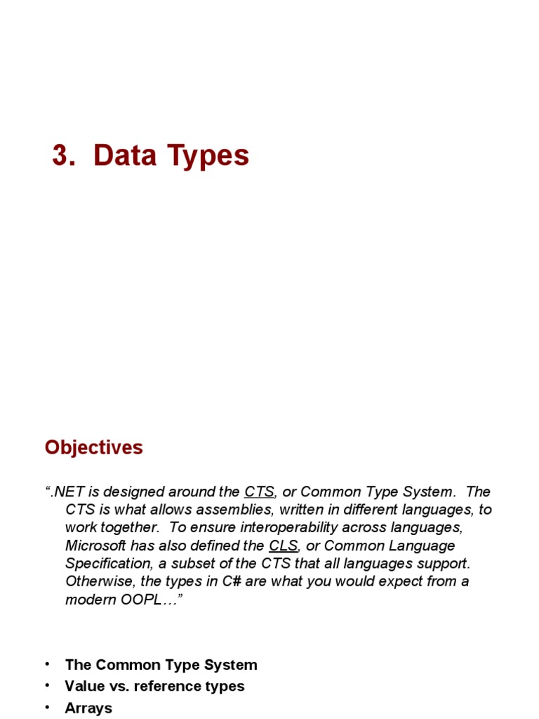 Data Types | PDF | C Sharp (Programming Language) | Array Data Type