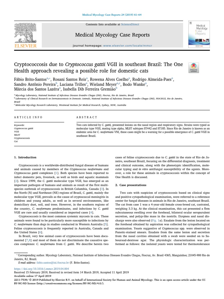 Medical Mycology Case Reports Sciencedirect PDF Infection Medicine