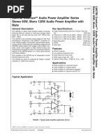 LM4780 Overture Audio Power Amplifier Series Stereo 60W, Mono 120W Audio Power Amplifier With Mute