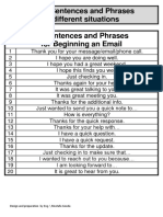 Email Sentences and Phrases in Different Situations