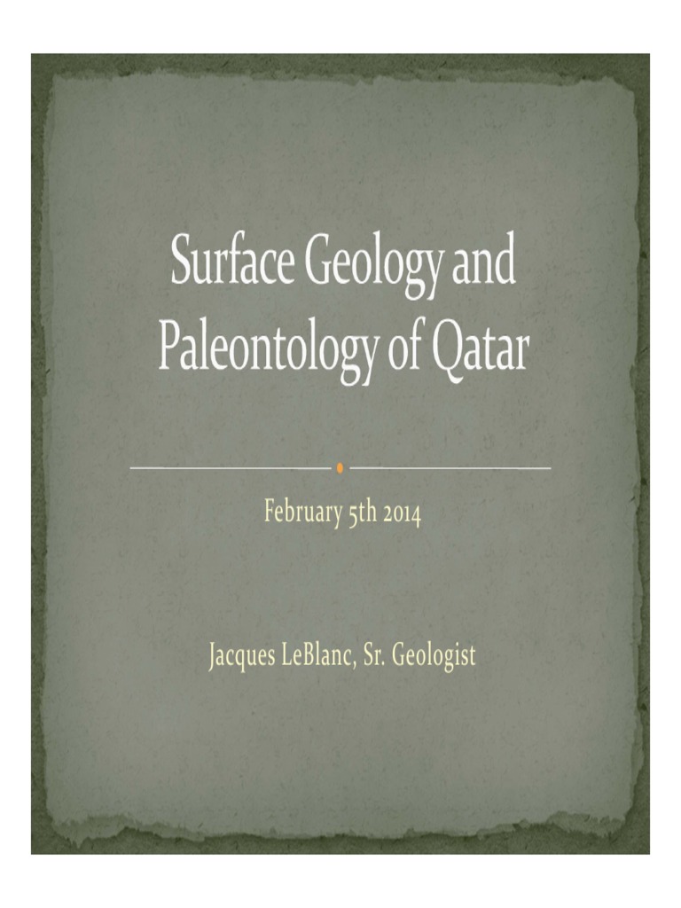 Surface Geology and Paleontology of Qatar PDF Geology Fossil