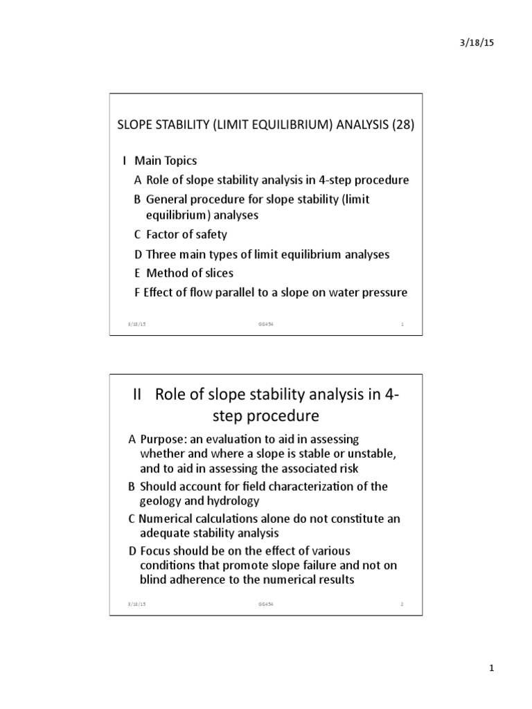 Slope Stability Analysis Overview | PDF | Mechanical Engineering ...