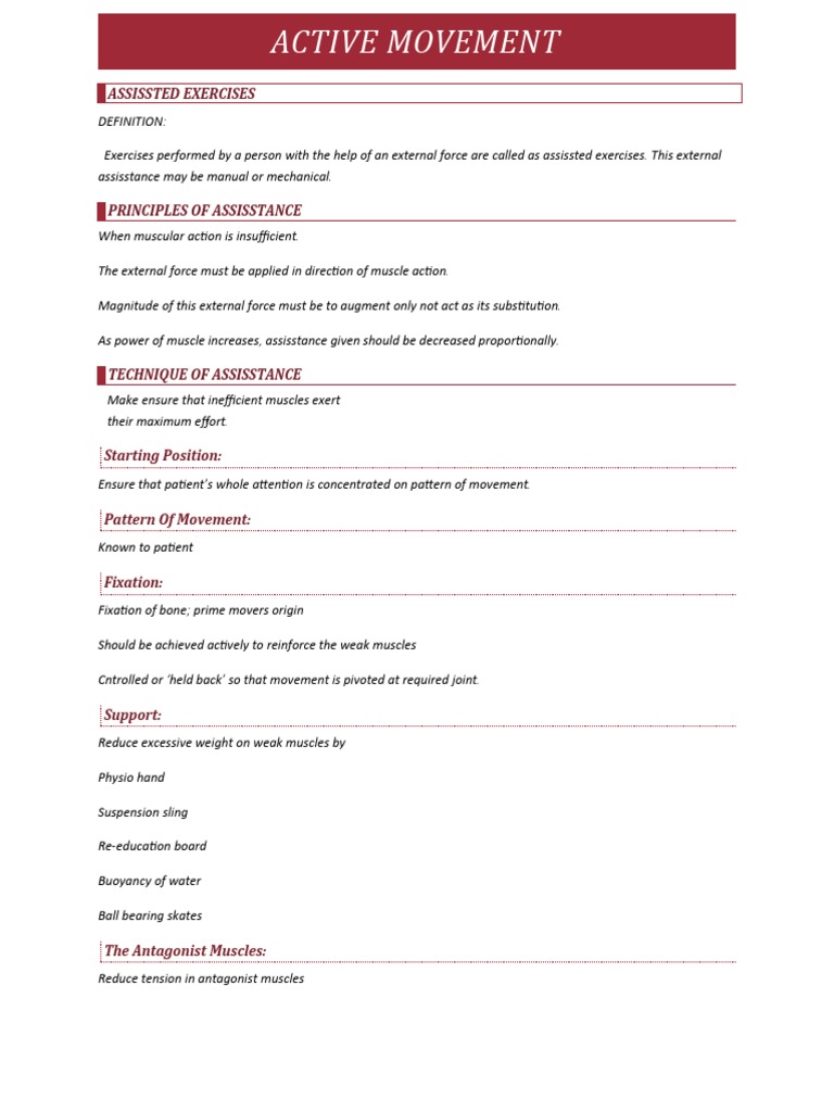 Active Movement: Assissted Exercises | PDF | Muscle Hypertrophy | Muscle