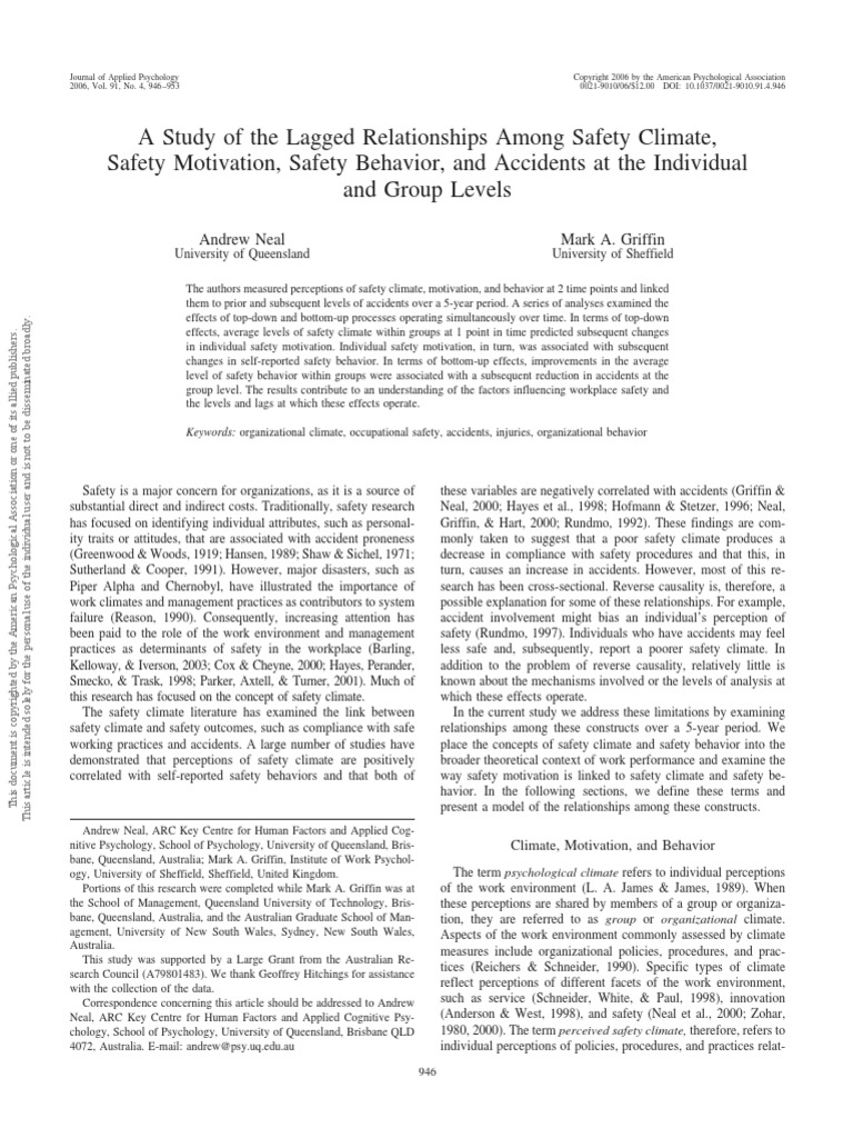 Scale Neal2006 | PDF | Applied Psychology | Cognition