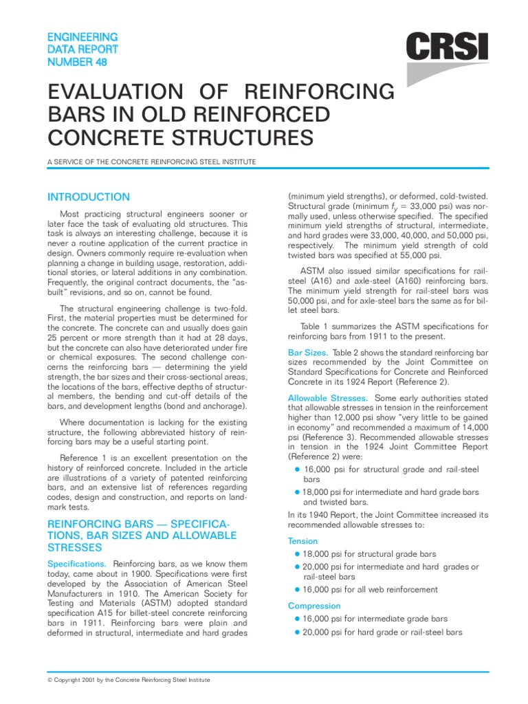 Evaluation of Reinforcing Bars in Old Reinforced Concrete Structures ...