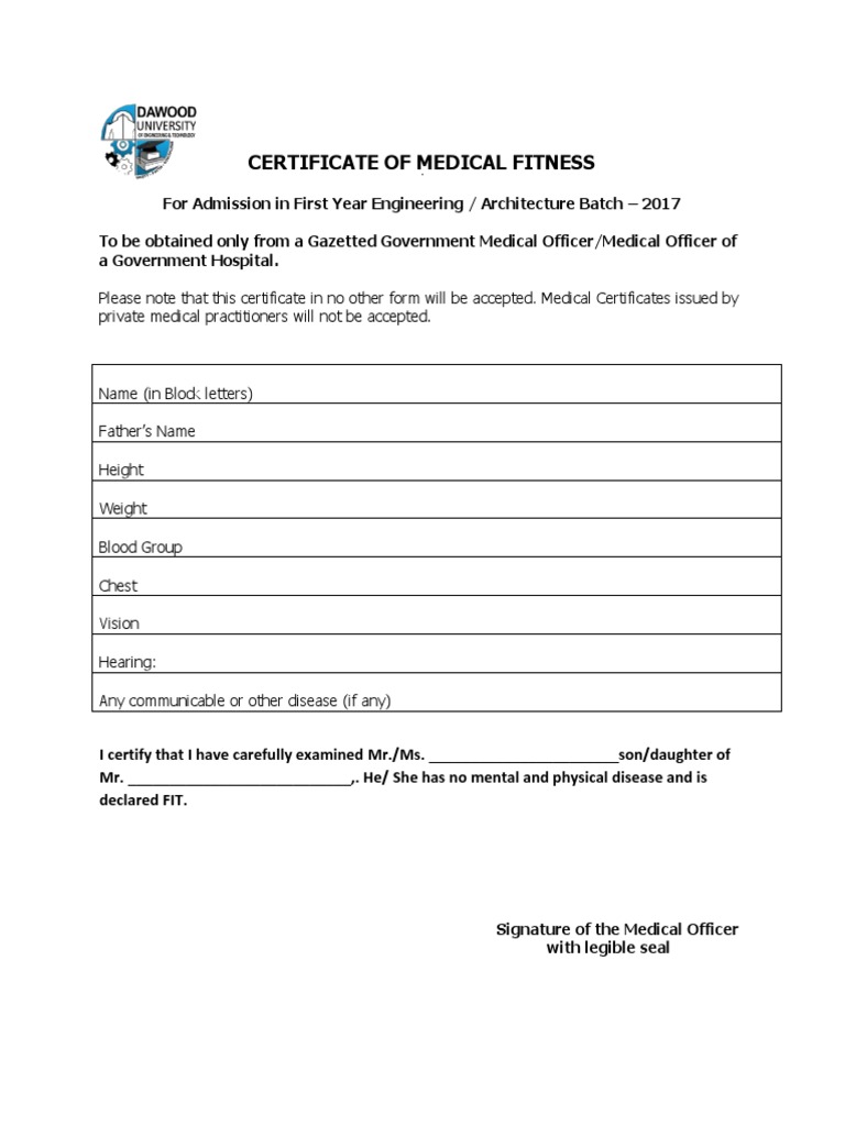 Ml5 Certificate Of Medical Fitness – FNXCML