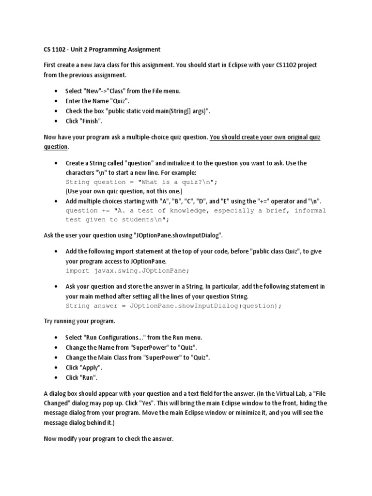 Cs 1102 Unit 2 Programming Assignment Letter Case Question