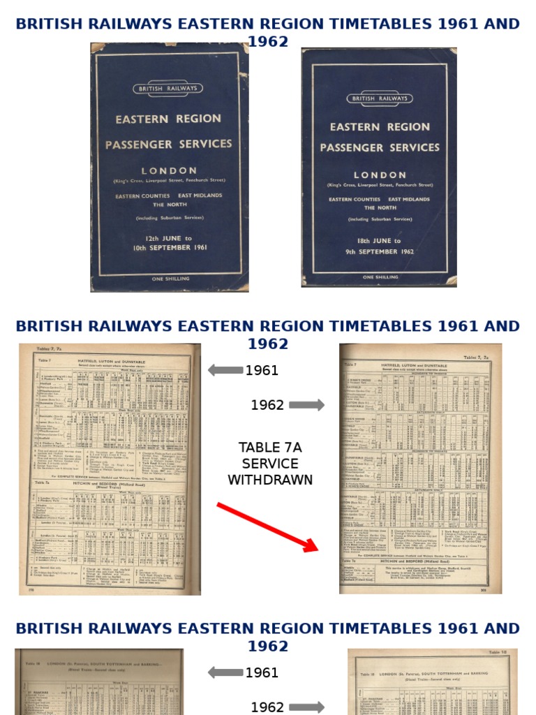 British Railways Eastern Region Timetables 1961 and 1962 | PDF | Rail ...