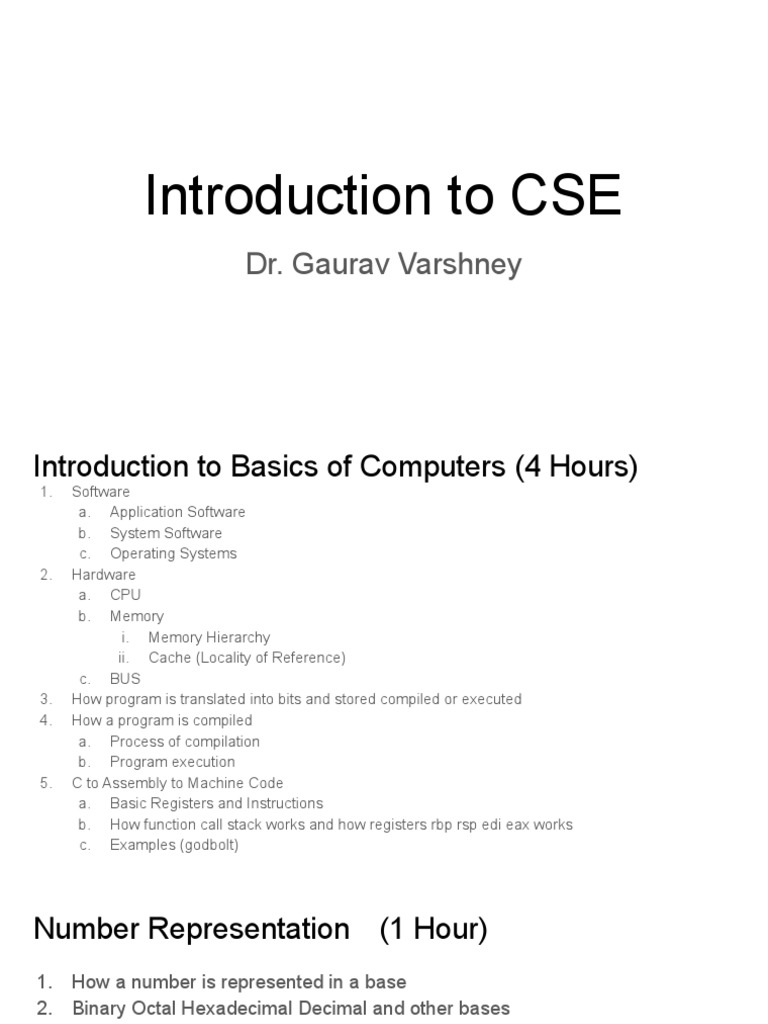 Introduction To CSE: Dr. Gaurav Varshney | PDF | Constructor (Object ...