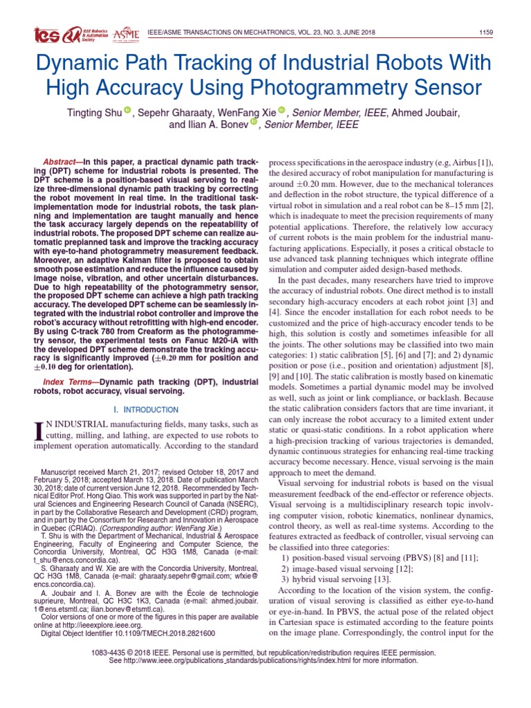 Dynamic Path Tracking of Industrial Robots | PDF | Kalman Filter ...